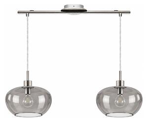 BRILAGI - Lampada a sospensione LED con cavo RETRO GLASS 2xE27/60W/230V cromo opaco/grigio fumé