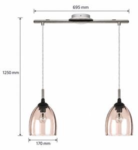 BRILAGI-LED Lampadario a cavo RETRO GLASS 2xE27/60W/230V cromo opaco/beige fumé