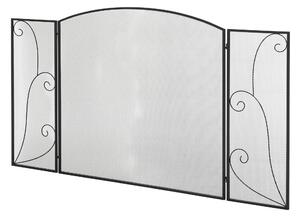 HOMCOM Parascintille a 3 Pannelli pieghevole con Cerniere, Telaio in Metallo a Maglia Decorativa, 132,5x76,5 cm, Nero