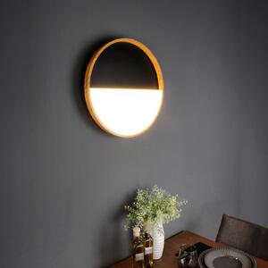 Eco-Light Applique a LED Vista, nero/legno chiaro, Ø 30 cm