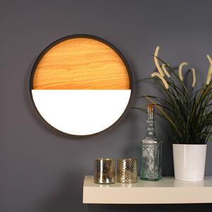 Eco-Light Applique a LED Vista, legno chiaro/nero, Ø 30 cm