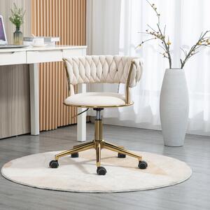 Elegante Sedia da Ufficio in Velluto Girevole a 360°, con Altezza Regolabile, Design Unico per il Salotto, Bianco