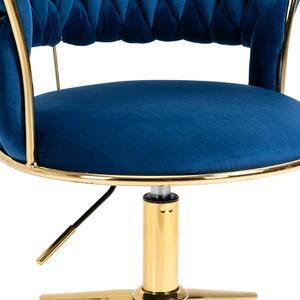 Elegante Sedia da Ufficio in Velluto Girevole a 360°, con Altezza Regolabile, Design Unico per il Salotto, Blu