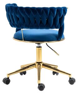 Elegante Sedia da Ufficio in Velluto Girevole a 360°, con Altezza Regolabile, Design Unico per il Salotto, Blu