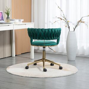 Elegante Sedia da Ufficio in Velluto Girevole a 360°, con Altezza Regolabile, Design Unico per il Salotto, Verde