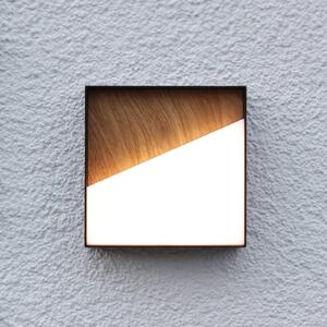 Eco-Light Applique da esterno ricaricabile a LED Meg, color legno, 15 x 15 cm