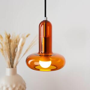 Eco-Light Lampada a sospensione Perseus, ambra, Ø 15 cm, vetro, dimmerabile