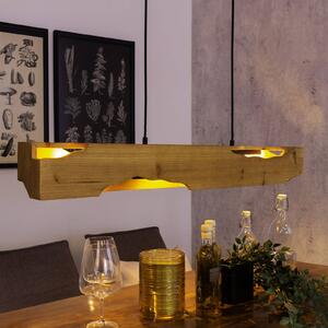 Eco-Light Lampada a sospensione Venus, marrone, lunghezza 100 cm, a 4 luci, legno