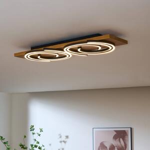 Eco-Light Plafoniera a LED Rifia, marrone, lunghezza 70 cm, a 2 luci in legno