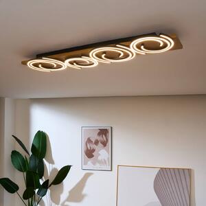 Eco-Light Plafoniera a LED Rifia, marrone, lunghezza 115 cm, a 4 luci, legno
