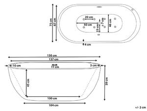 Moderna Vasca Idromassaggio Freestanding Ovale in Acrilico Nero 150 cm Beliani