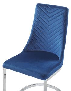Set di 2 sedie da pranzo in velluto blu navy senza braccioli con schienale alto sedia a sbalzo da soggiorno Beliani