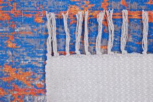 Tappeto in poliestere Multicolore motivo astratto in cotone fatto a mano con nappe 140 x 200 cm Beliani