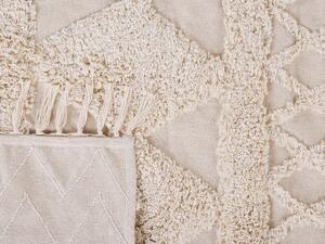 Tappeto minimalista beige in cotone con motivo geometrico 140 x 200 cm salotto camera da letto Beliani
