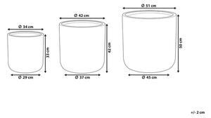 Set di 3 vasi per piante in fibra grigia rotondi in varie misure resistenti agli agenti atmosferici Beliani