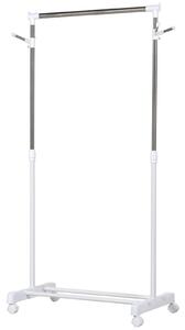 HOMCOM Appendiabiti Stender ad Altezza Regolabile con Fondo Portaoggetti e 4 Ruote, 68.5x42x87-145 cm