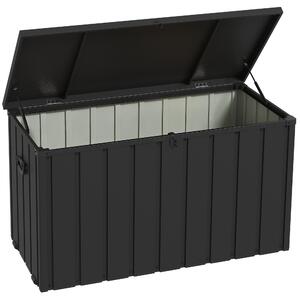 Outsunny Panca Contenitore da 450L con 2 Rotelle e Maniglie, in Acciaio e PP, 125.5x61.5x70 cm, Grigio Scuro