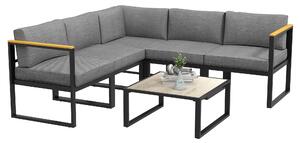 Outsunny Salotto da Giardino con Divano e Tavolino in Alluminio con Cuscini Imbottiti, Grigio|Aosom