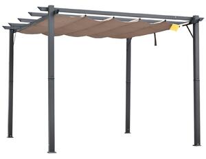 Outsunny Pergola da Giardino 3x3 m con Tettuccio Retrattile Anti UV e Telaio in Alluminio, Grigio|Aosom