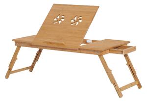 HOMCOM Tavolino da Letto per PC Pieghevole e Inclinabile con Cassetto, 72x35x22-30, Colore Legno|Aosom