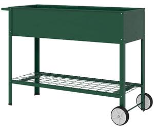 Outsunny Fioriera da Esterno con Mensola Inferiore Portautensili, in Metallo, 109x44x80 cm, Verde|Aosom