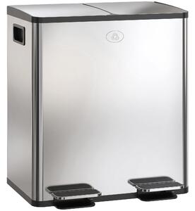 HOMCOM Bidone Immondizia a 2 Sezioni da 20L con Chiusura Silenziosa, in Acciaio Inox e PP, 45.8x36x51.6 cm