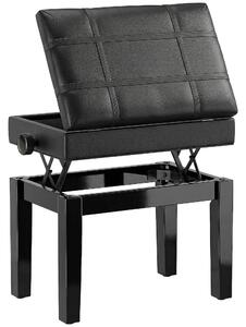 HOMCOM Sgabello per Pianoforte con Altezza Regolabile e Contenitore in Legno e Finta Pelle, 63x35x46-56cm, Nero