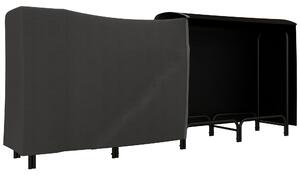 Outsunny Portalegna da Interno ed Esterno in Metallo con Telo Porta Legna e Copertura, 240x36x99cm, Nero