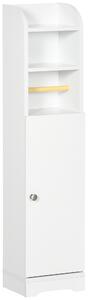Kleankin Mobile Bagno Colonna con 3Ripiani Aperti e Armadietto a 2Livelli Regolabile,Maniglia in alluminio, in Legno, 23x18x100 cm, Bianco|Aosom Italy
