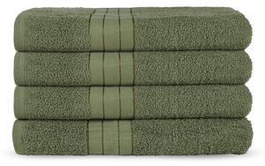 Set di 4 asciugamani in spugna di cotone verde scuro 50x100 cm - Good Morning