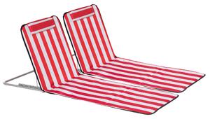 Outsunny Set 2 Lettini Spiaggia Pieghevoli con Schienale Regolabile a 5 Livelli e Borsa, Rosso