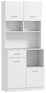 HOMCOM Mobile Dispensa in Legno con Cassetto, 4 Armadietti e 3 Ripiani Aperti, 80x35x180 cm, Bianco
