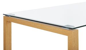 Tavolo da pranzo Piano in vetro temperato trasparente 130 x 80 cm Gambe in legno chiaro scandinavo Beliani