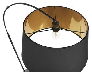Lampada da terra in metallo Nero 187 cm con struttura curva in cotone con paralume in tamburo base dal design moderno Beliani