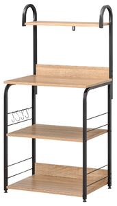 HOMCOM Mobiletto Microonde da Cucina con 4 Ripiani e 4 Ganci, in Acciaio e Legno, 60x40x125 cm, Color Legno | Aosom Italy