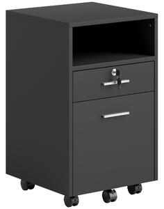 Vinsetto Cassettiera da Ufficio Portadocumenti in Legno con 2 Cassetti e Ripiano Aperto, 39x40x65 cm, Nero | Aosom Italy