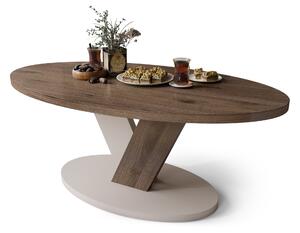 LOVA Noce Elegante/Beige Taupe – TAVOLINO OVALE 110x60 cm TAVOLINO DA CAFFÈ MODERNO