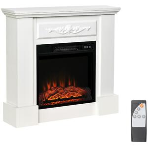 HOMCOM Camino Elettrico da Terra 1800W con Effetto Fiamma, Telecomando, Timer e Temperatura Regolabile, Bianco | Aosom Italy