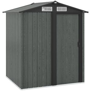 Outsunny Casetta da Giardino Porta Attrezzi in Acciaio con Tetto Inclinato e 4 Prese d'Aria, 152x132x188 cm, Grigio | Aosom Italy