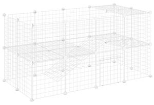 PawHut Recinto per Animali Domestici Piccoli con 36 Pannelli di Metallo Modulabili con Porta, Bianco | Aosom Italy