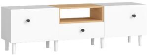 HOMCOM Mobile TV 70" max con 2 Ante a Ribalta, Cassetto e Scaffale Aperto, in Legno, 150x35x45 cm, Bianco e color Legno | Aosom Italy