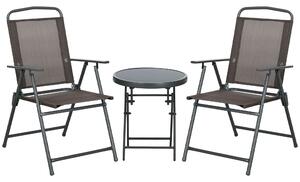 Outsunny Set da Giardino 3 Pezzi con 2 Sedie 53.5x64x93 cm e Tavolino da Caffè Ø45x50 cm, in Metallo, Marrone | Aosom Italy