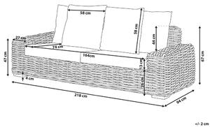Panca da Giardino in Legno di Acacia Chiaro a 3 Posti 150 cm con Tavolino Beliani