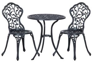 Outsunny Set Bistrò 3 Pezzi con 2 Sedie da Giardino e Tavolino Rotondo, in Alluminio, Nero | Aosom Italy