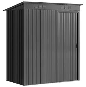 Outsunny Casetta da Giardino in Metallo con Prese d'Aria e Porta Scorrevole, 159x106x181 cm, Grigio Scuro | Aosom Italy
