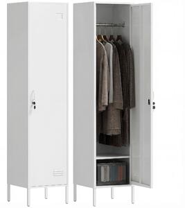 HOMCOM Armadio Metallico con Porta Chiudibile, Portanome e Asta Appendiabiti, 40x40x179 cm, Bianco | Aosom Italy