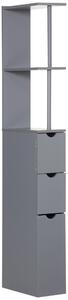 HOMCOM Mobile Colonna Bagno con Ripiani Aperti e Cassetti, in Legno, 15x33x136.8 cm, Grigio | Aosom Italy