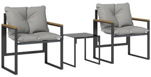 Outsunny Set Tavolo e Sedie da Esterno per 3 Persone in Metallo con Cuscini Spessi, Multicolore | Aosom Italy