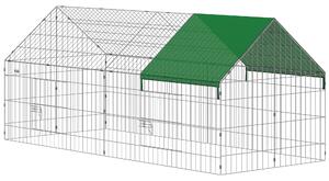 PawHut Gabbia per Conigli e Galline da Esterno e Interno con Protezione Parasole e Griglia Metallica, per Animali Piccoli, Anatre, Galline, 180x75x75 cm, Verde | Aosom Italy