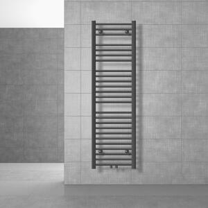 Radiatore da bagno LuxeBath Sahara 400x1500 mm nero opaco diritto attacco centrale + set di attacchi con termostato forma passante fondo, senza resistenza elettrica